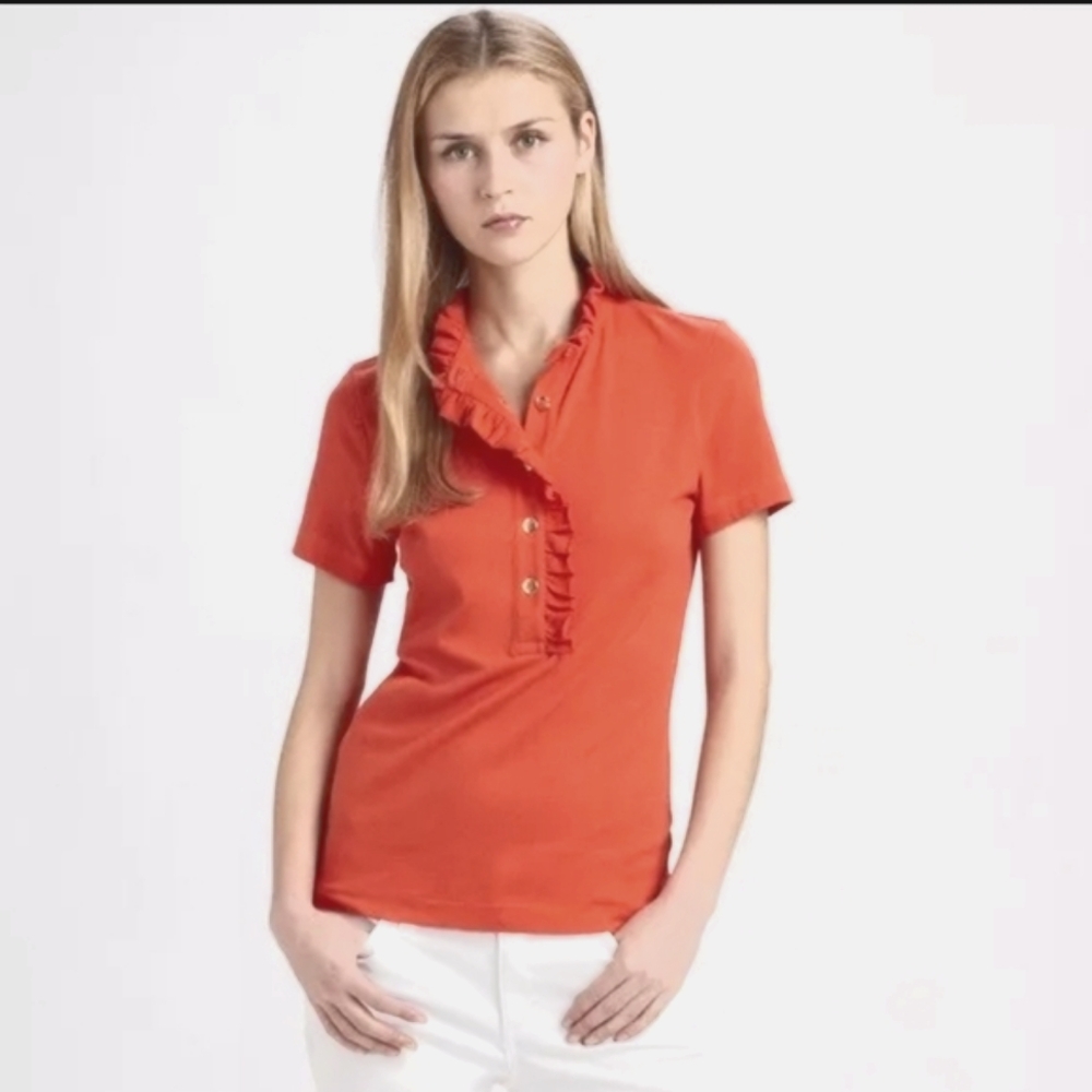 Tory Burch Pink Coral Ruffle Top